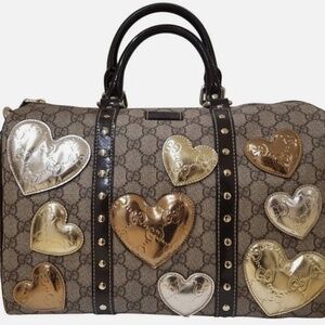 Gucci GG Monogram Silver Gold Heart handbag